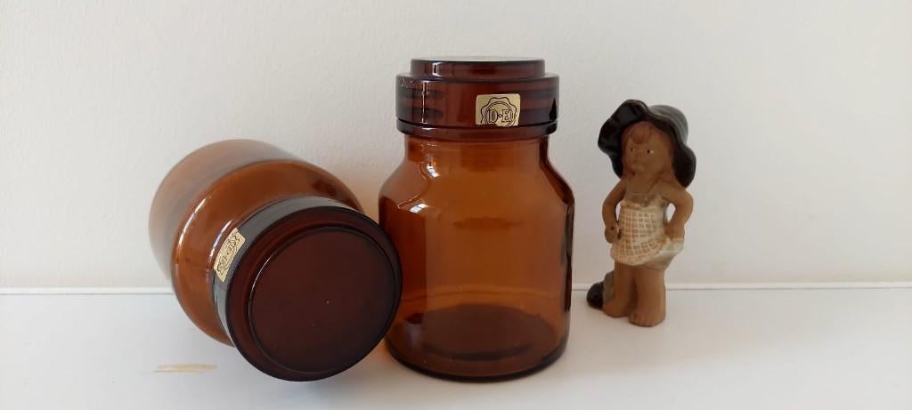 2 D.E Douwe Egberts apothekers potten stopflessen vintage, Huis en Inrichting, Eu, Eu, Ophalen of Verzenden, Zo goed als nieuw