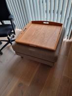 Hocker 90x90 met afneembaar kussen en eiken dienblad, Ophalen, Vierkant, 75 tot 100 cm, Zo goed als nieuw