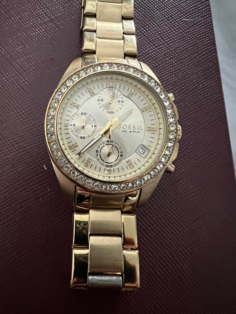 Fossil Dames Horloge Goudkleurig - Zo goed als nieuw, Sieraden, Tassen en Uiterlijk, Horloges | Dames, Staal, Fossil, Polshorloge