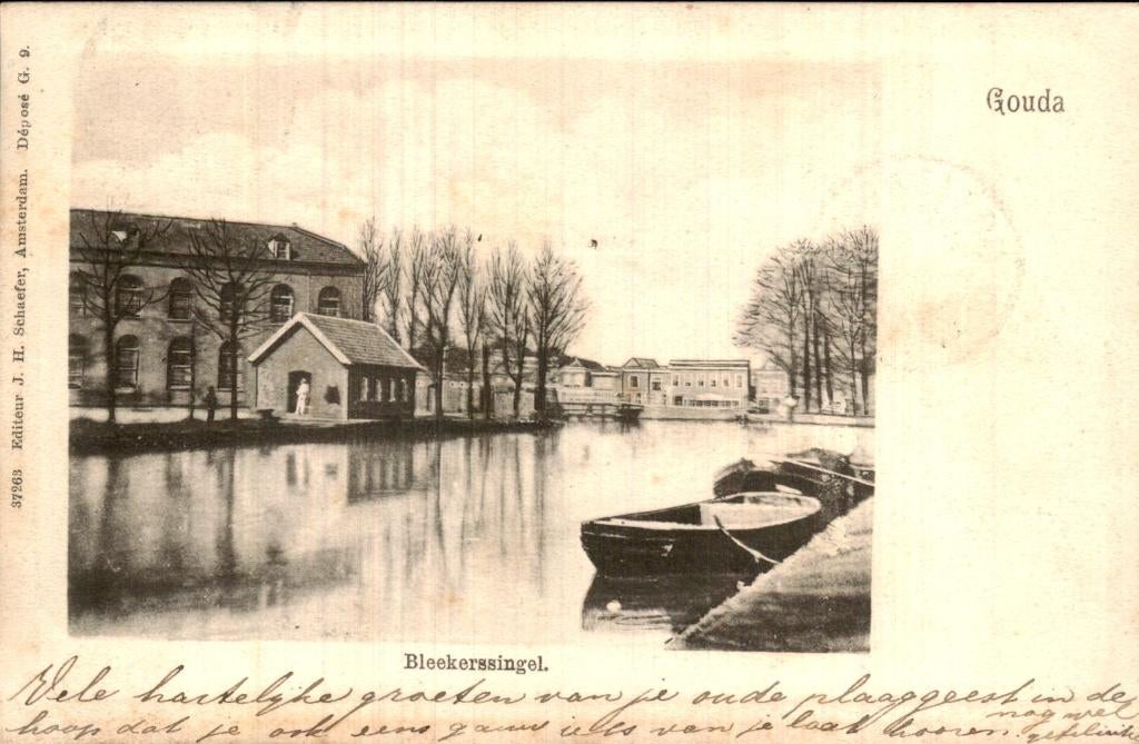Gouda - Bleekerssingel - Bootjes, Ophalen of Verzenden, Voor 1920, Gelopen, Zuid-Holland