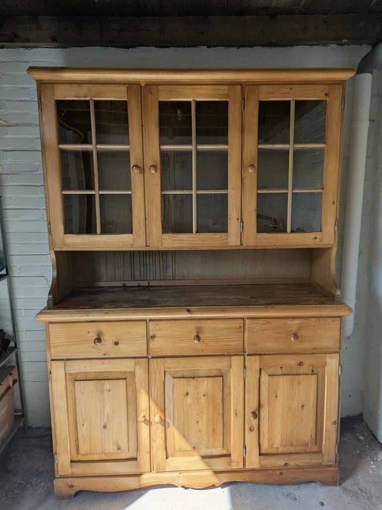Stevige buffetkast grenen/ vitrinekast – veel opbergruimte, Ophalen, Gebruikt, 150 tot 200 cm, 25 tot 50 cm