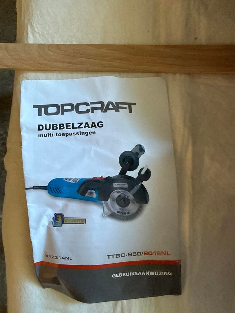 Topcraft Dubbelzaag TTBC-950/2012NL - Zo goed als nieuw, Doe-het-zelf en Verbouw, Ophalen, Cirkelzaag, 600 tot 1200 watt, Zo goed als nieuw