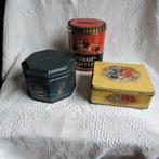 Blik vintage geel bloemen blauw hoekig en Toffee Verkade, Verzamelen, Ophalen of Verzenden, Zo goed als nieuw, Koek(jes), Verkade