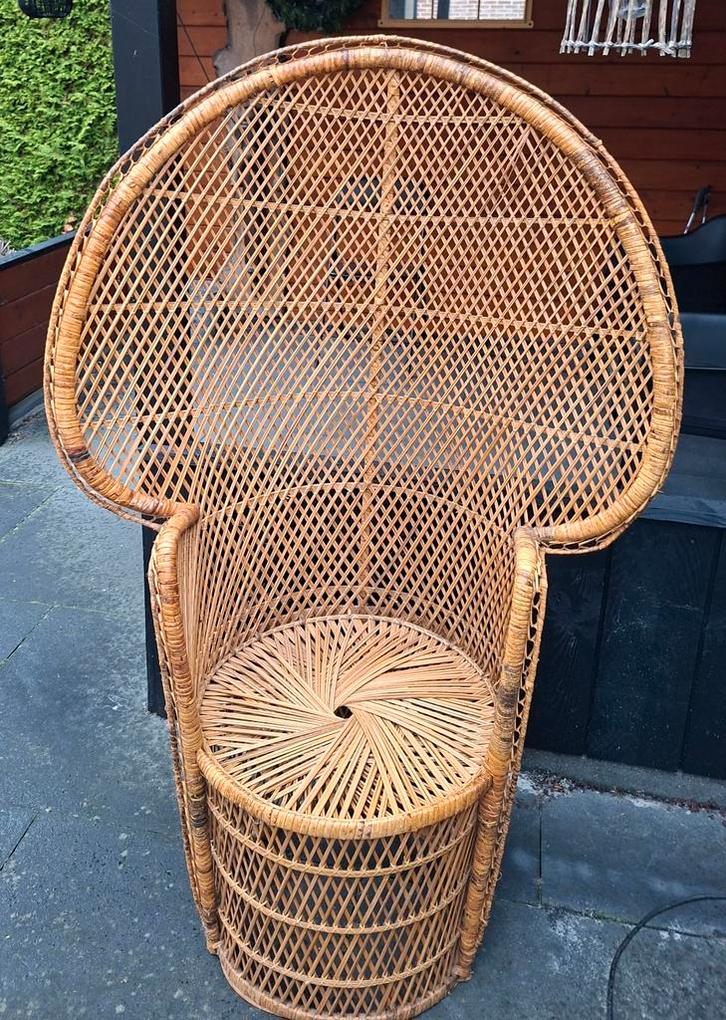 Pauwenstoel in perfecte staat, Huis en Inrichting, Stoelen, Zo goed als nieuw, Eén, Riet of Rotan, Overige kleuren, Ophalen
