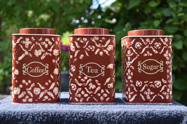 Vintage Emaille Voorraadbussen, Huis en Inrichting, Keuken | Potten en Pannen, Zo goed als nieuw, Pot, Bus of Blik, Overige materialen