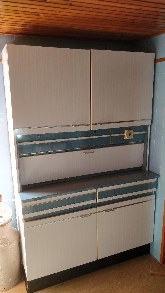 Jaren '70 Bruynzeel keuken, Huis en Inrichting, Keuken | Complete keukens, Ophalen, Gebruikt, Wit, Enkelwandige keuken