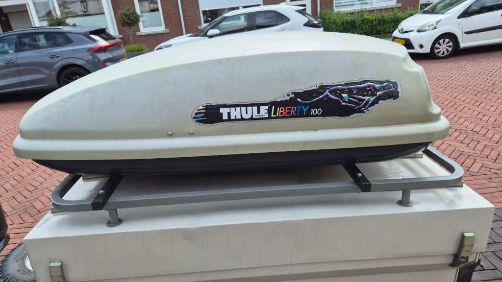 IN PRIJS VERLAAGD! SARIS bagagewagen met Thule koffer, Auto diversen, Aanhangers en Bagagewagens, Ophalen, Gebruikt