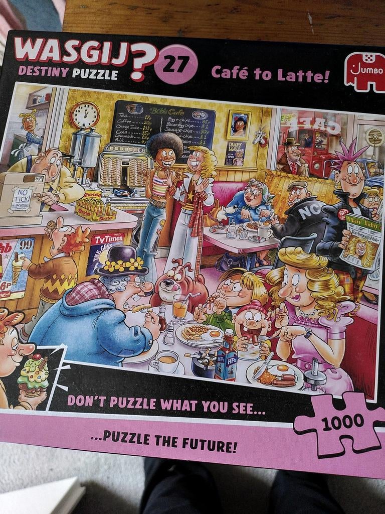 Wasgij puzzel nr 27 cafe to latte!, Hobby en Vrije tijd, Denksport en Puzzels, Ophalen, 500 t/m 1500 stukjes, Zo goed als nieuw