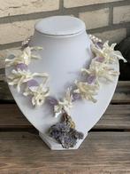 Druif Agaat , Amethist , Schelp , zoetwater Parel ketting, Ophalen of Verzenden, Nieuw