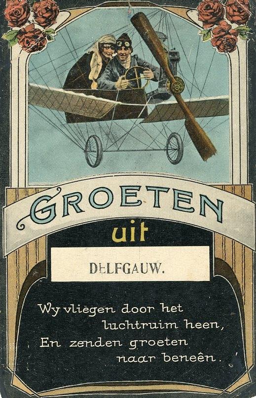 DELFGAUW – “Groeten uit” 1917 (DP003), Verzamelen, Ophalen of Verzenden, Voor 1920, Gelopen, Zuid-Holland