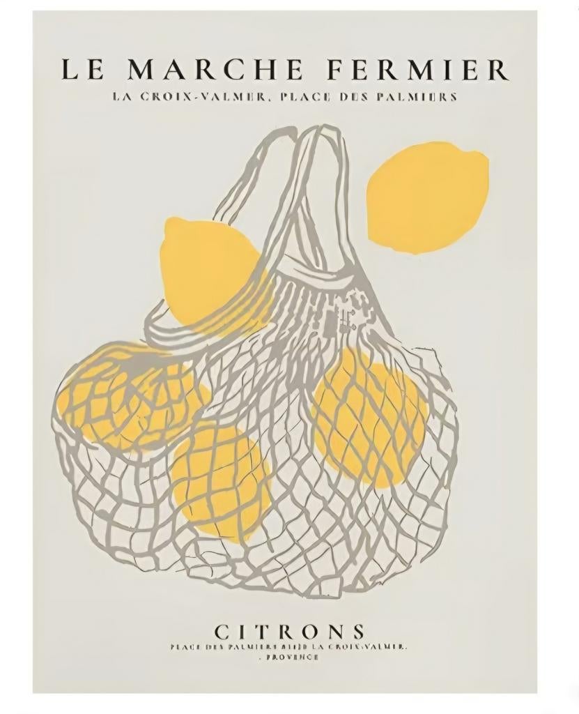 Citroenen poster - Le Marché Fermier, Minder dan 50 cm, Nieuw, Ophalen of Verzenden, Foto of Poster