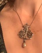 Jugendstil ketting / hanger sterling zilver, Ophalen, Gebruikt, Zilver, Zilver
