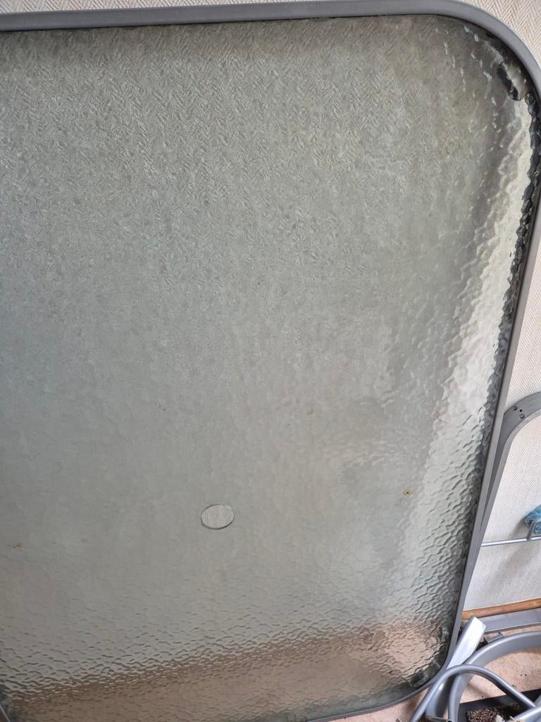 Te koop: tuintafel glas met aluminium 130 x 90, Ophalen, Gebruikt, Rechthoekig, Aluminium