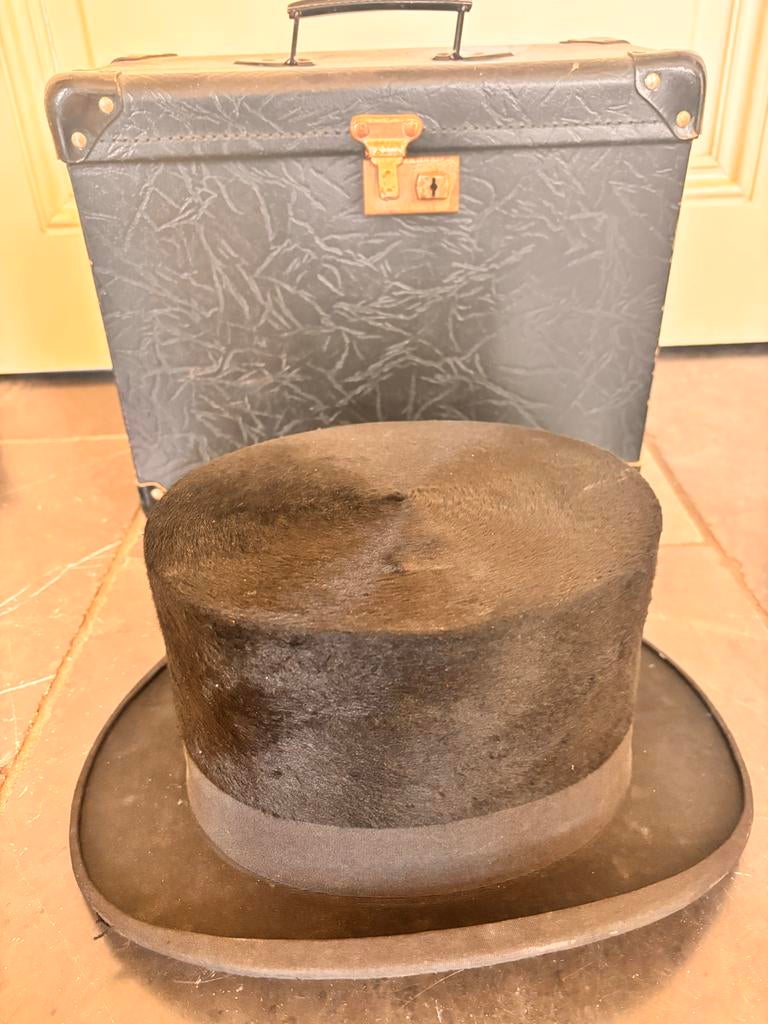Hoge Hoed Vintage Empire Super Quality met Hoedenkoffer, Ophalen