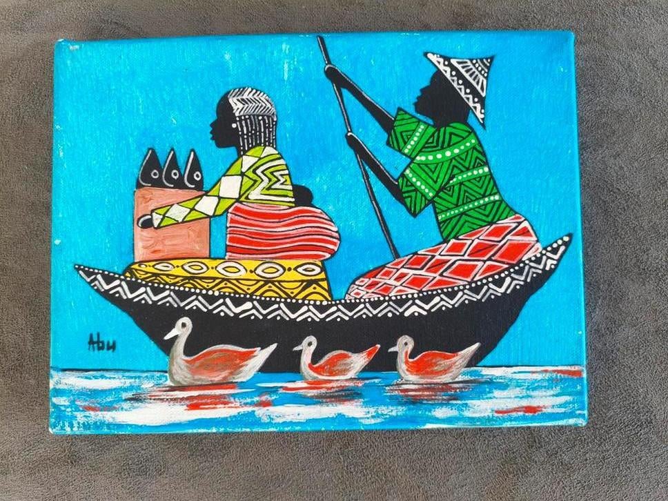 Abou Camara Senegal schilderijtje, Antiek en Kunst, Ophalen of Verzenden