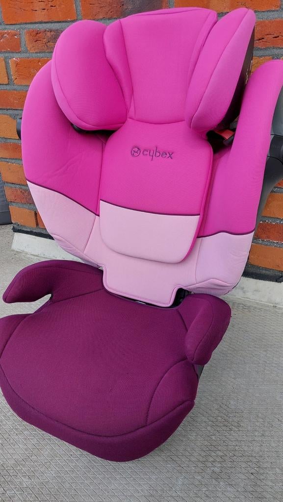 Roze autostoel te koop! Cybex Solution M-fix, Autogordel of Isofix, Gebruikt, 15 t/m 36 kg, Verstelbare rugleuning