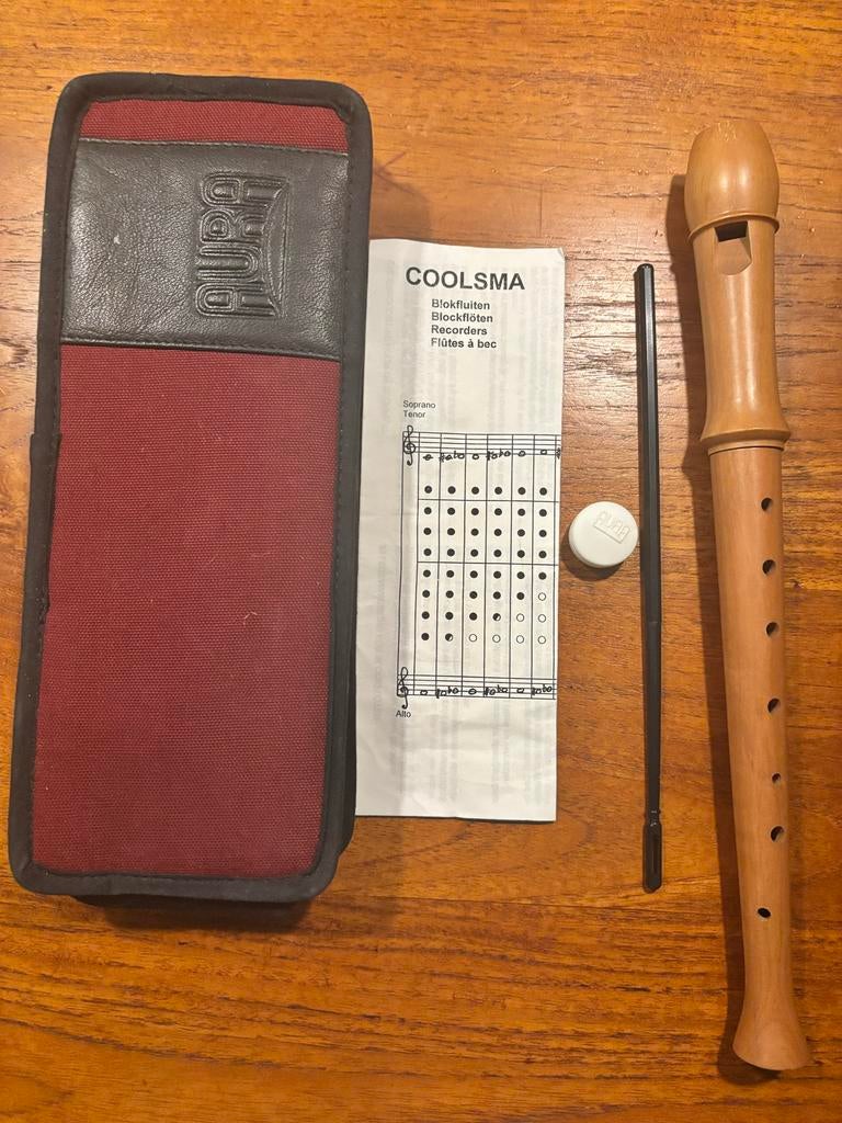 Mooie Aura blokfluit met hoes en toebehoren, Ophalen of Verzenden, Gebruikt, Sopraan of Sopranino, Met koffer, hoes of etui