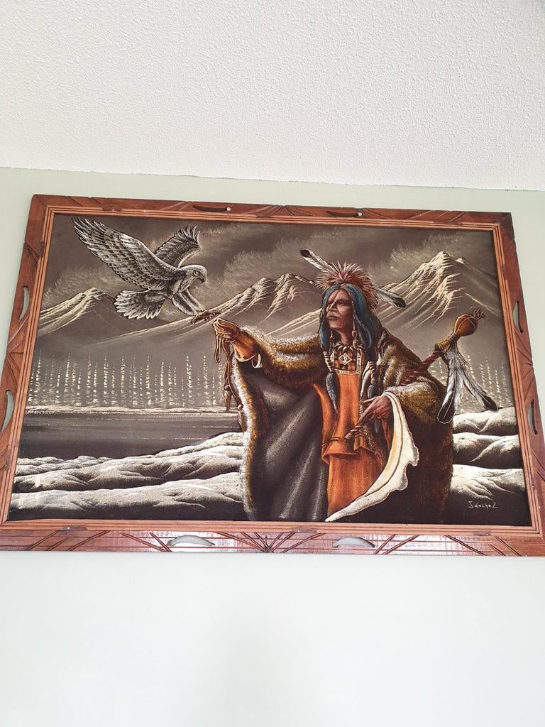 Schilderij Indian Chief, Antiek en Kunst, Kunst | Schilderijen | Modern, Ophalen