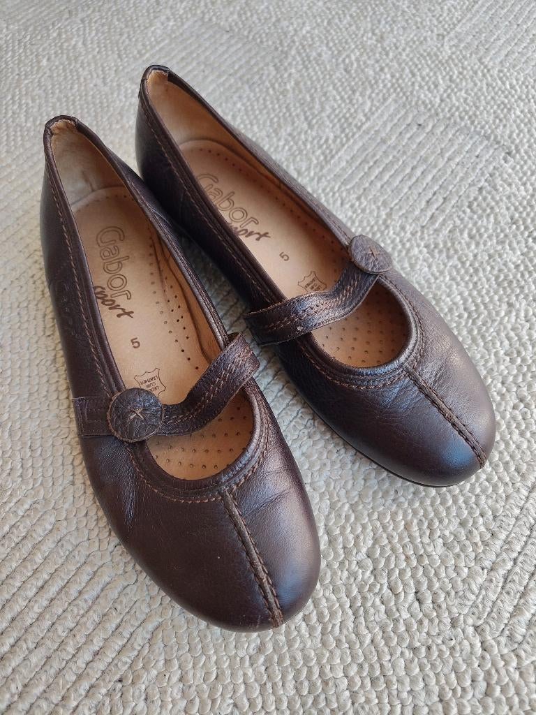 Leren ballerina's Gabor maat 38, Kleding | Dames, Schoenen, Bruin, Gabor, Zo goed als nieuw, Ballerina's