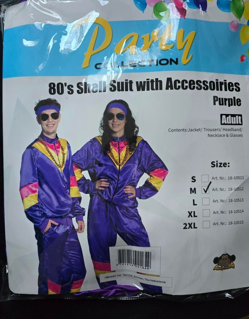 Nieuw! Foute 80s Party Outfit - Unisex Shell Suit, Ophalen of Verzenden