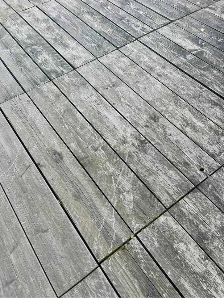 Massief houten terrastegels 110/120 x 120 x 6 cm - 6 stuks, Tuin en Terras, Terrasdelen en Vlonders, Gebruikt, Hout, Ophalen