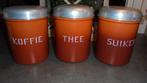 oranjegevlamd emaille koffie thee suikerbussen, Antiek en Kunst, Ophalen of Verzenden