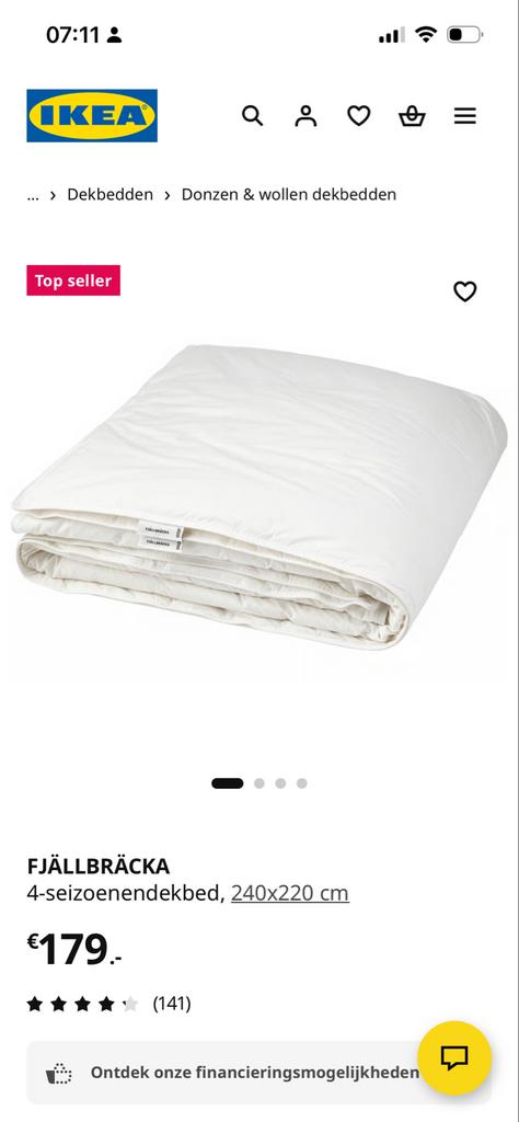 IKEA FJÄLLBRÄCKA 4-seizoenen dekbed 240x220 cm, Huis en Inrichting, Slaapkamer | Beddengoed, Ophalen, Wit, Tweepersoons, Deken of Dekbed