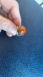 835 zilver ring barnsteen 18,5 mm, 18 tot 19, Ophalen of Verzenden, Zo goed als nieuw, Dame