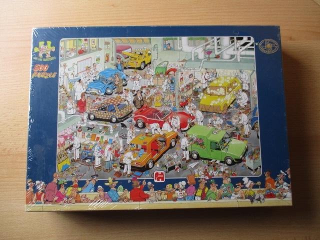 Jan van Haasteren puzzel  500 stukjes  In de autospuiterij, Verzamelen, Ophalen of Verzenden, Gebruikt