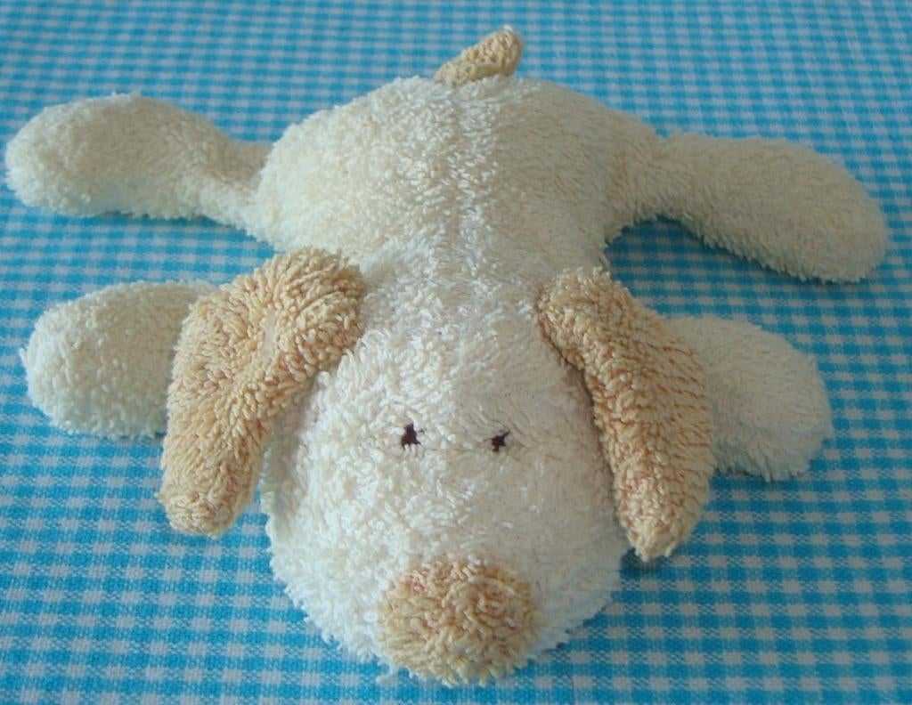 NOUKIE'S knuffel HOND badstof hondje zand noukies, Gebruikt, Overige merken, Wasbaar, Klein (minder dan 20 cm)