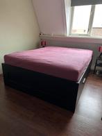 IKEA Brimnes bed + matras en dekbed, Ophalen, Gebruikt, Zwart, Tweepersoons