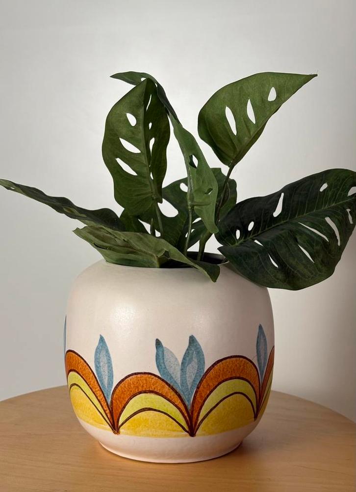 VEB Haldensleben DDR keramiek bloempot vaas seventies design, Antiek en Kunst, Kunst | Designobjecten, Ophalen of Verzenden