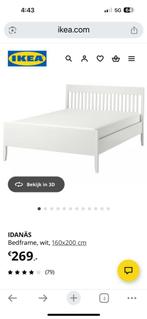 IDANÄS Bedframe, wit, 160x200 cm, Huis en Inrichting, Ophalen, Wit, Tweepersoons, Zo goed als nieuw