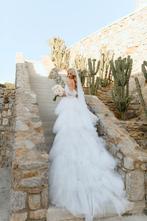 White wedding dress - Witte trouwjurk - once used. XS-170cm, Ophalen of Verzenden, Zo goed als nieuw, Wit, Accessoires