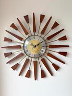 Prachtige Manley starburst of sunburst vintage wandklok 60s, Huis en Inrichting, Ophalen of Verzenden, Gebruikt, Analoog, Wandklok