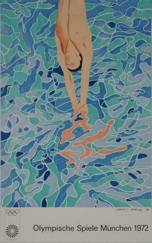 David Hockney - Diver - Olympische Spelen 1972, Antiek en Kunst, Kunst | Litho's en Zeefdrukken, Ophalen of Verzenden