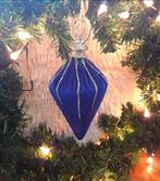 Kersthanger - kerstbal - fluweelstof glitter - 19 cm lang -, Ophalen of Verzenden, Nieuw