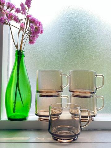 Vintage DE Moccona rookglas koffiekopjes beschikbaar voor biedingen