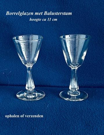 2x Borrelglas 11h samen € 12,50 Balusterstam Glas Kristal beschikbaar voor biedingen