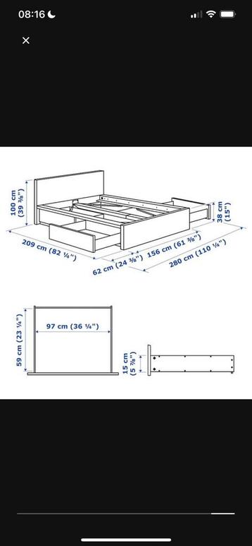 IKEA MALM bed zwartbruin incl bedlades