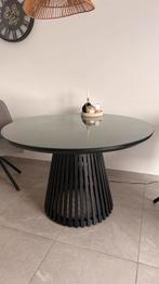Japandi eettafel zwart 120cm, Huis en Inrichting, Tafels | Eettafels, Ophalen, 100 tot 150 cm, Rond, Glas
