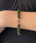 Luxe Jade nefriet staafjes 14k gouden armband oosters unisex