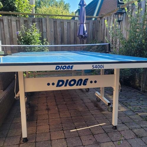Tafeltennistafel van Dione S400i met accessoires, Sport en Fitness, Tafeltennis, Gebruikt, Tafel Indoor, Inklapbaar, Verrijdbaar