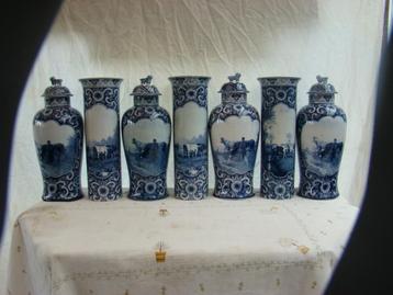 Koeien / Boeren delfs blauw kaststel  ( 7 Delig beschikbaar voor biedingen