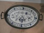 Delfts blauw dienblad, Huis en Inrichting, Woonaccessoires | Dienbladen, Ophalen of Verzenden, Gebruikt, Ovaal, Metaal