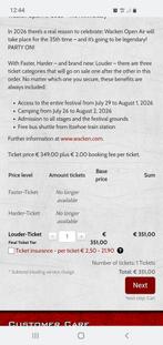 2 tickets Wacken open air 2026, Tickets en Kaartjes, Evenementen en Festivals, Twee personen, Meerdaags