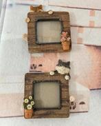 Vintage 2 schattige fotolijstjes met poes kat fotolijst 3D, Ophalen of Verzenden, Zo goed als nieuw, H, H