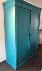 Grote vintage linnenkast met legplanken, Ophalen, Met plank(en), Gebruikt, 100 tot 150 cm