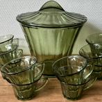 Complete Bowl Set Copier Neerlandia Leerdam, Groen Glas, Antiek en Kunst, Antiek | Glas en Kristal, Ophalen of Verzenden