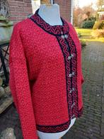Windfjord Noors wollen vest windstopper XL 44 46 folklore, Kleding | Dames, Ophalen of Verzenden, Zo goed als nieuw, Rood, Maat 42/44 (L)